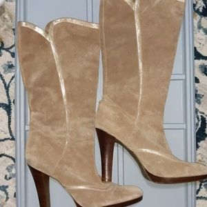 Leather over the calf boots